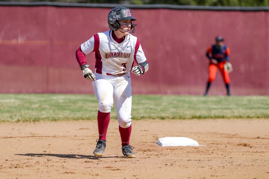 Junior+infielder+Natasha+Miner+had+three+hits+in+the+second+game+against+Lehigh.+%28Photo+courtesy+of+Athletic+Communications%29