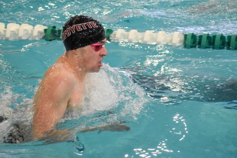 The Lafayette swimming and diving team fell to Loyola on Saturday, with the overall scores being 197-103 on the women’s side and 193-100 on the men’s side. (Photo courtesy of Athletic Communications)