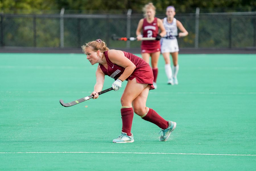 Lafayette field hockeys Felicitas Hannes was named Patriot League Offensive Player of the Week honors after scoring her first career hat trick on Saturday. (Photo courtesy of Athletic Communications)