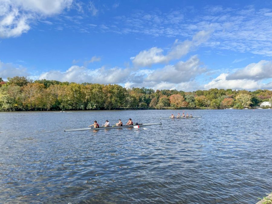 The crew team attended the Head of the Schuylkill this past weekend, with strong outings for both the womens and mens side. Lafayettes novice boats raced for the first time this season. (Photo courtesy of Kate Pellegrino 23)