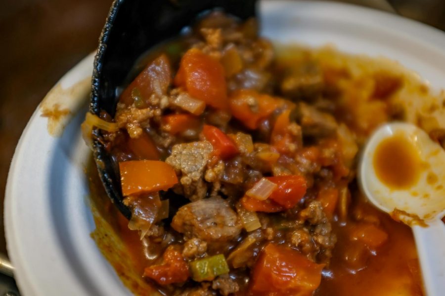 Chef Breandan Duffs chili features several different types of peppers and two types of beef. (Photo by Caroline Burns 22)