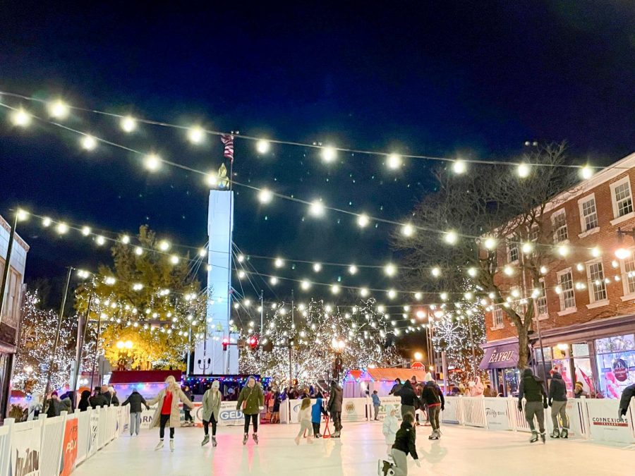 A large synthetic skating rink is just one of the many attractions that are a part of the Easton Winter Village. (Photo courtesy of city of Easton)