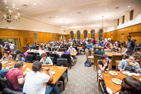 The Marquis Dining Hall filled with students during Mdinight Breakfast.