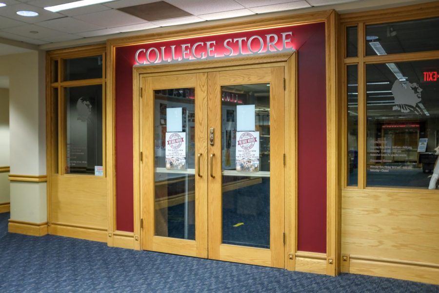 The colleges bookstore moved from the basement of Farinon to the first floor of the new McCartney dorms in April 2021. As of now, the space in the Farinon basement is not being used. (Photo by Caroline Burns 22)