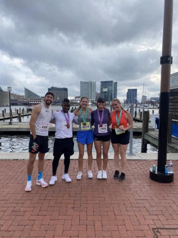 Sophia Sharpless (second from right) with her coworkers in Baltimore, M.D. where Under Armour headquarters is located.(Photo courtesy of Sophia Sharpless 21)