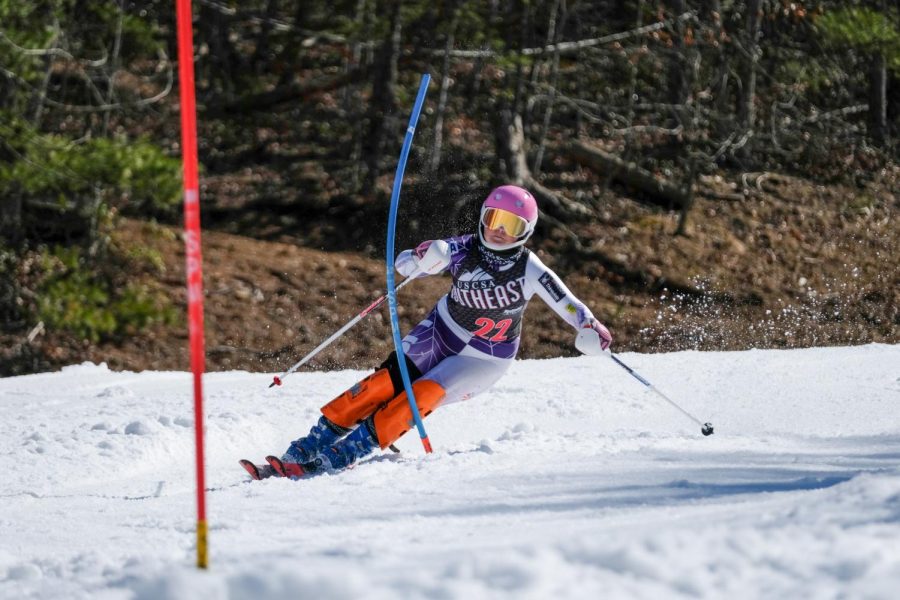 Junior Meghan Gillis (pictured) finished in second of 62 racers in Sundays slalom at the regional ski competition. (Photo by Caroline Burns 22)