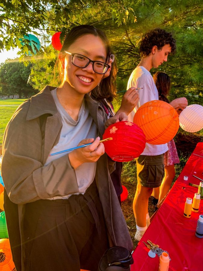 Kelsey Wong 25 painted a lantern at the Mid-Autumn Festival. (Photo courtesy of Jen-Feng Liu)