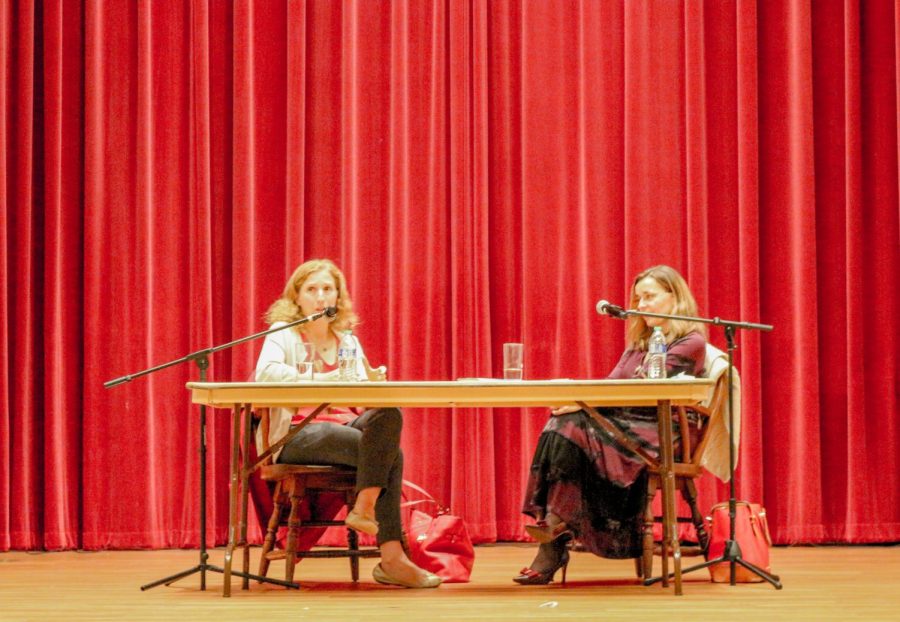 Dara Horn (left) discussed the inspiration for her book and the conversations it sparks in Colton Chapel last week. 