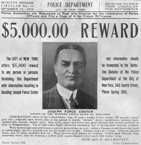 The $5,000 reward for information leading to the location of Joseph Crater would be nearly $90,000 in todays money. (Photo courtesy of The New York Daily News).