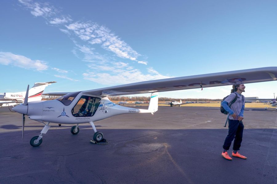 Remy Oktay 24 plans to fly an electric airplane over the Rivalry game, a first-of-its-kind feat. (Photo courtesy of Lafayette Gets Electric)