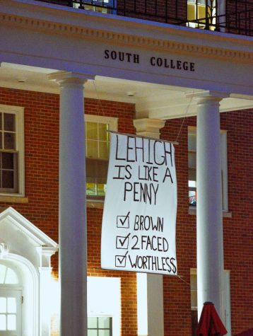 The banner was promptly taken down after the Lafayette Activities Forum received complaints.