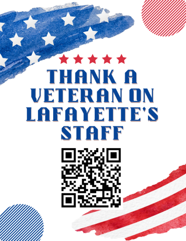 Scan the QR code to send a thank you note to a veteran on Lafayettes staff. (Graphic by Madeline Marriott 24 for The Lafayette)
