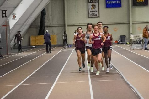 The Leopards lead the pack going into the final stretch of a race during  the Bucknell Tune-Up. (Photo courtesy of GoLeopards)