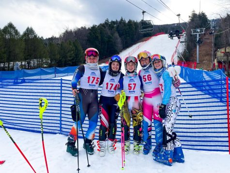 The womens ski team won first overall on Saturday and second overall on Sunday at Blue Mountain. (Photo courtesy of Meghan Gillis 23)