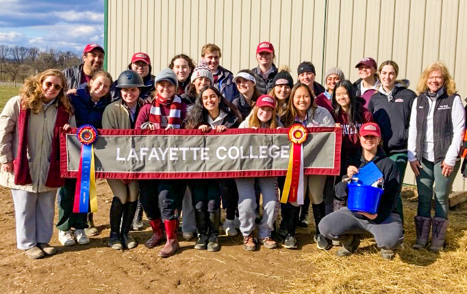 After several top-three finishes from Lafayette, the equestrian team finished first in its opening show of the season. (Photo courtesy of Maggie Sigmond-Warner 23)