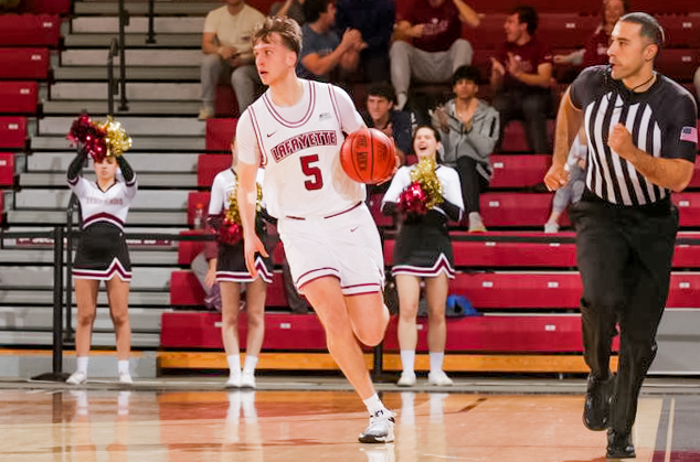 Junior guard Eric Sondberg looks for an opportunity during the Leopards last regular-season game. (Photo courtesy of GoLeopards)