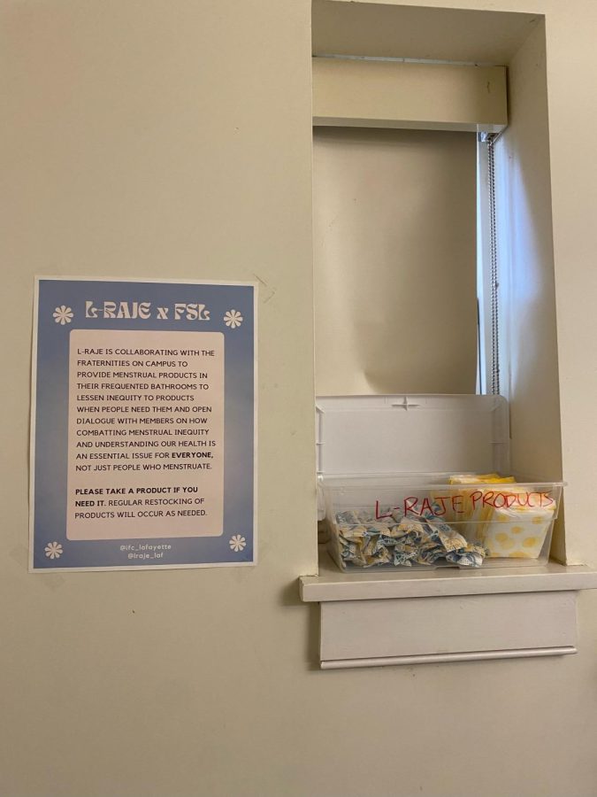 In addition to providing menstrual products, L-RAJE will provide lectures on menstruation to the fraternities (Photo courtesy of Emily Mackin 24).
