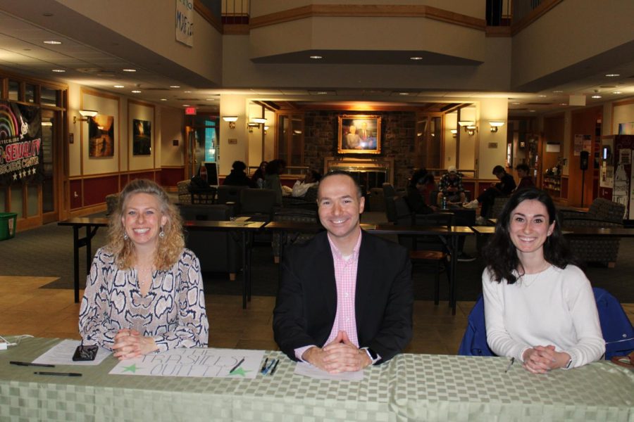 A panel of judges, comprised of Janine Block, Dean of Students Brian Samble and