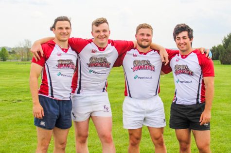 The seniors on the club rugby team pose after their last tournament. (Photo courtesy of Matt Cherry 23)