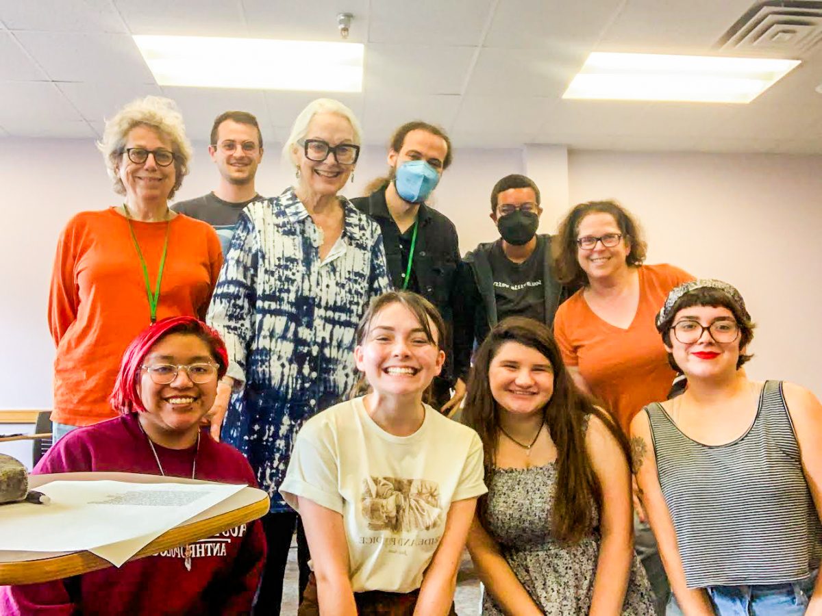 Maria Cangro 24 (front, center-right) lived at Skidmore College for two weeks while taking creative writing workshops. (Photo courtesy of Maria Cangro 24)
