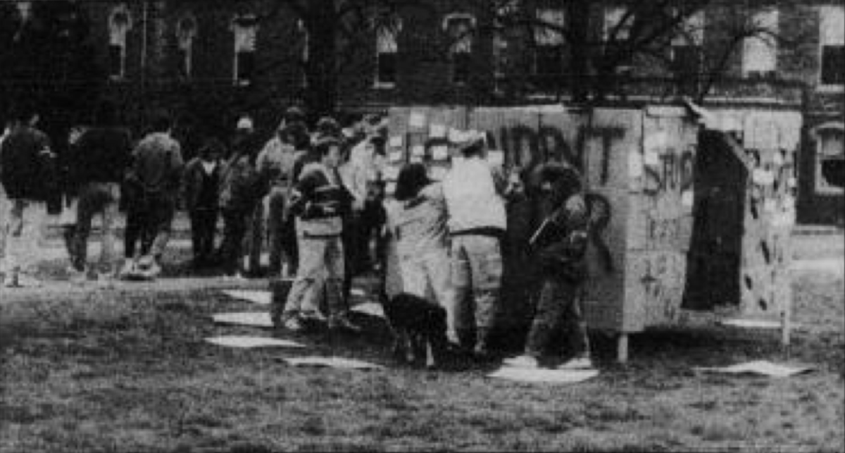 Student+Government+protested+the+slow-moving+process+of+building+a+student+center+in+the+spring+of+1988.