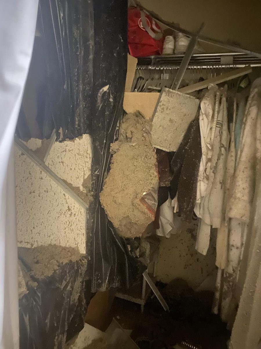 Residents of Watson Hall reported water damage in the days before a ceiling collapsed in one room. (Photo courtesy of Kira Baker 27)