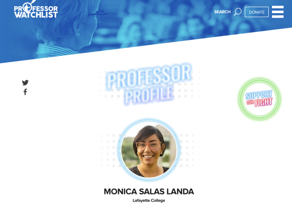 Monica Salas Landa was placed on the watchlist for her course on museum studies. (Photo courtesy of Professorwatchlist.org)