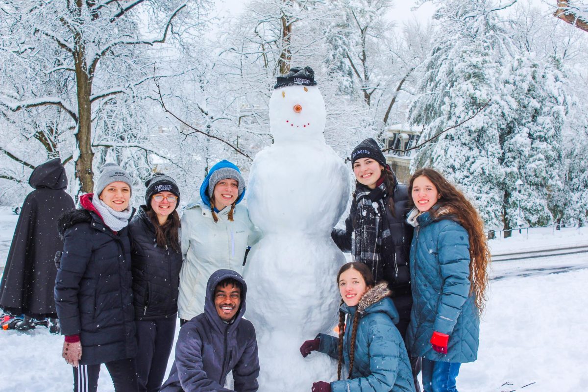 Snowmen popped up all around campus. (Photo by Patrick Hansell 24 for The Lafayette)
