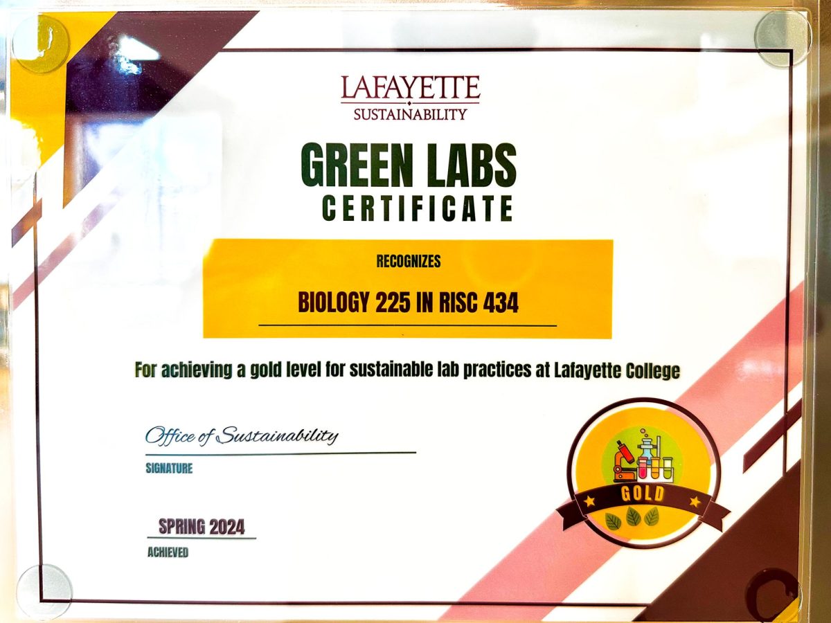 The Green Labs Program comes months after the college received a gold level in the Sustainability Tracking, Assessment & Rating System.