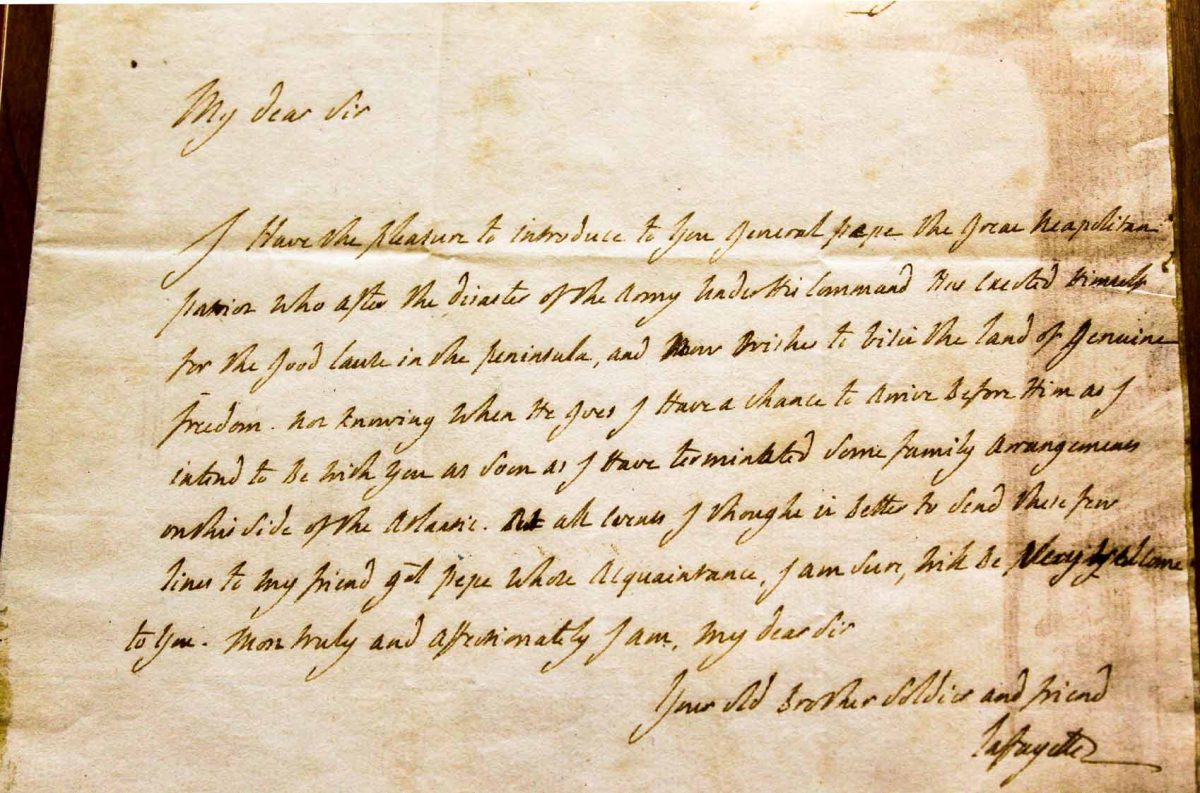 Many letters from the Marquis de Lafayette can be found in Special Collections, which is accessible to all students. 