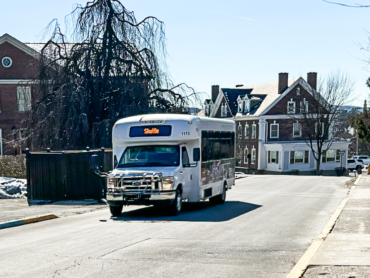 The shuttle is often the primary mode of transportation for students taking art, film & media studies or theater classes on the arts campus.