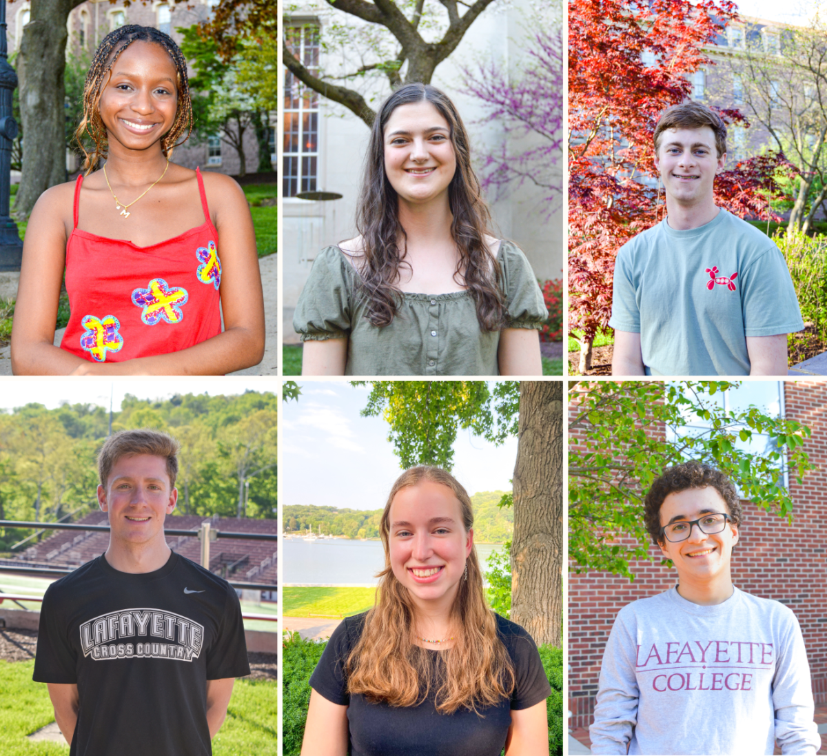 Seven students received honorable Fulbright and Goldwater awards this year. Carter Brand 25 could not be reached for photo, Bottom middle photo courtesy of Tess Stanley 25).