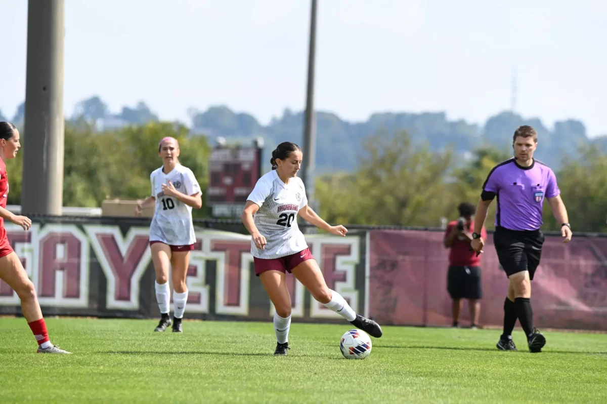 Sophomore midfielder Nadia Zaffanella advances the ball in Sunday's game against NJIT. (Photo courtesy of GoLeopards)