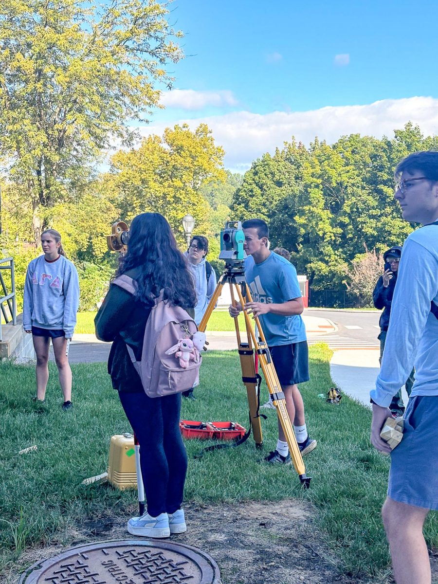 Engineering students are exposed to land-development surveying as part of the Lafayette engineering curriculum.