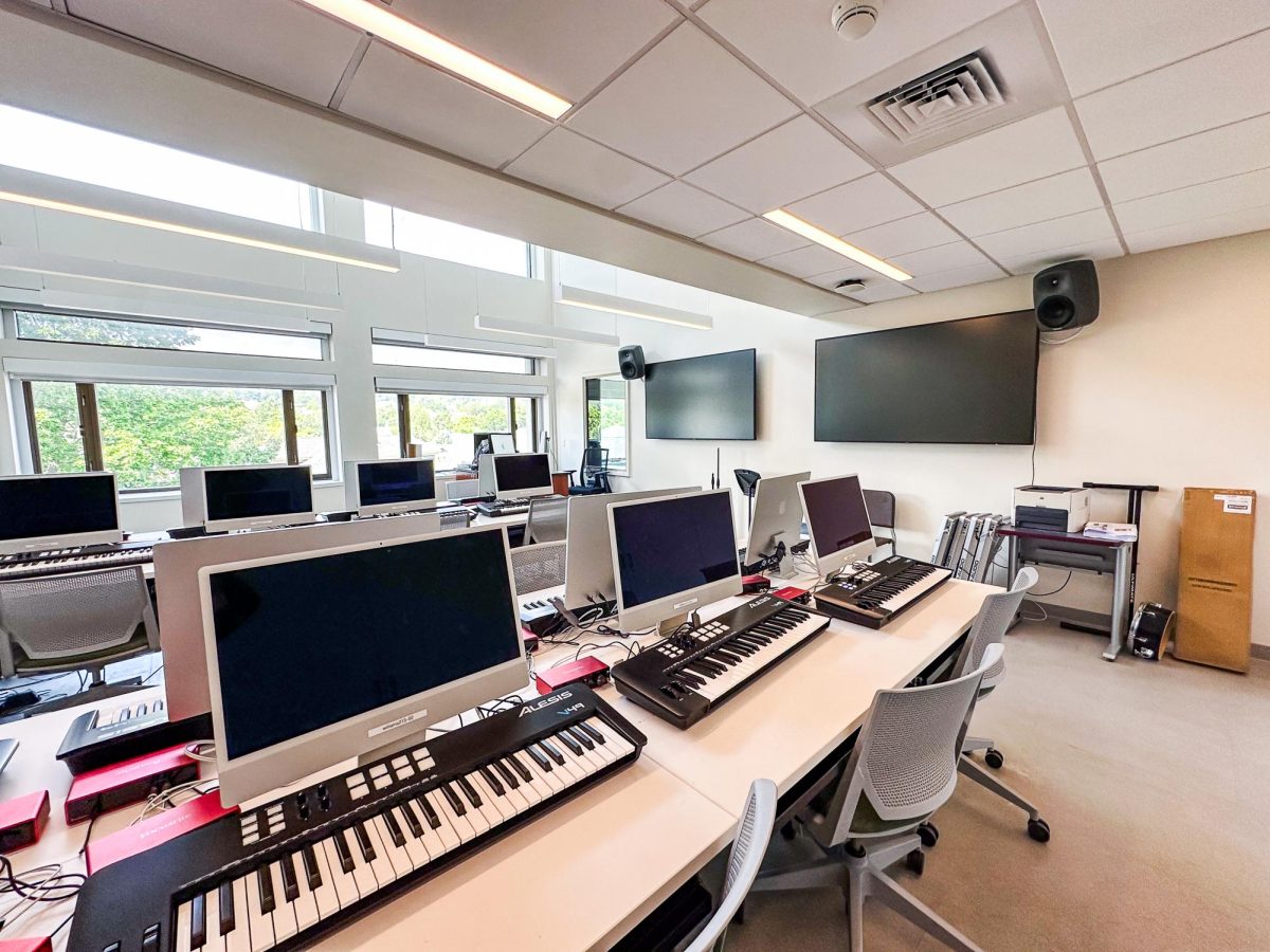 Many of the music technology classes take place in the Williams Center for the Arts computer lab.