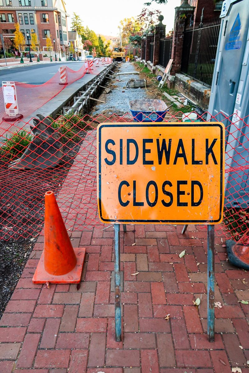 The current phase of construction on the McCartney Street sidewalk is expected to be complete in December.