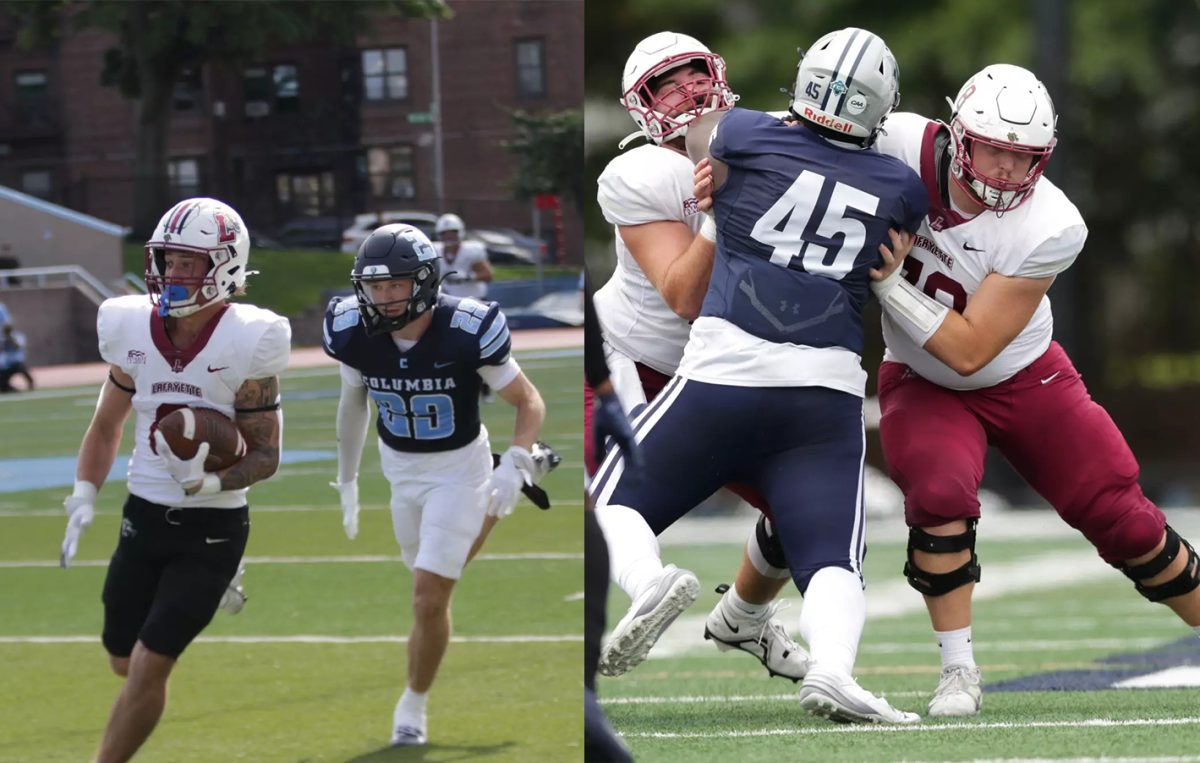 Freshman wide receiver Mason Kuehner and freshman offensive lineman Sean Kinney have already attended at least three football games from their alma mater this season. (Photos courtesy of GoLeopards)