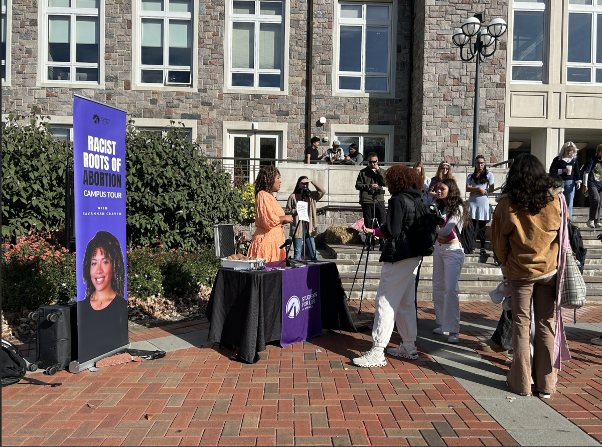 The Students for Life event outside of Farinon College Center.