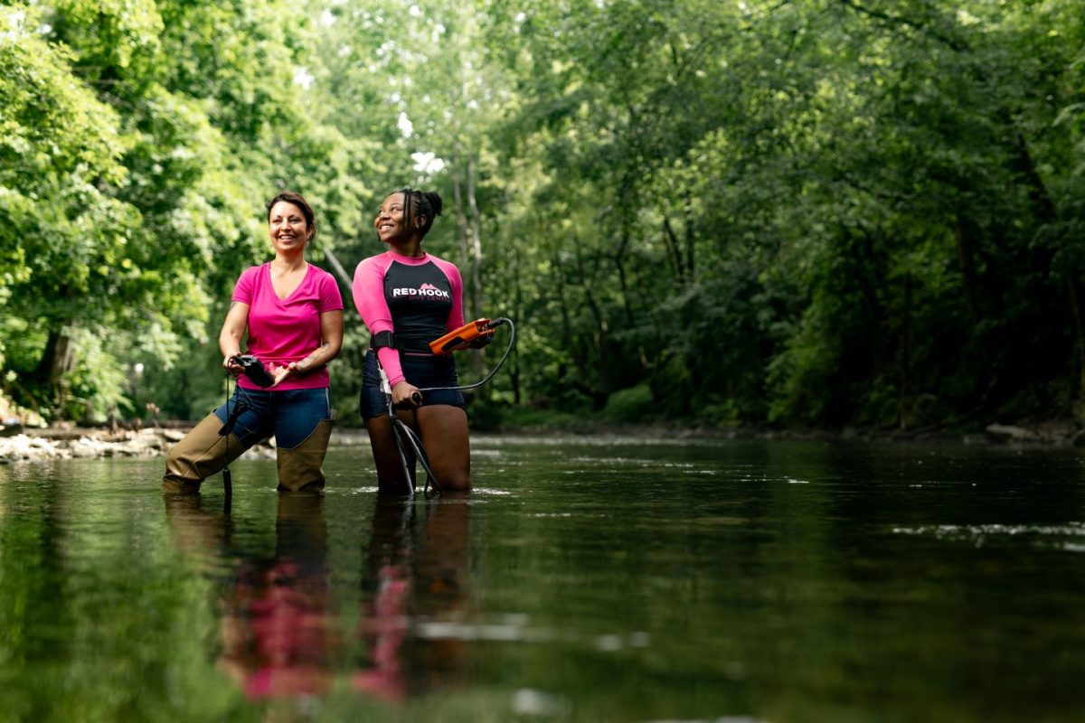 Lafayette faculty and students often conduct research at Bushkill Creek in semesterly or summer projects. (Photo courtesy of Lafayette College Communications) 