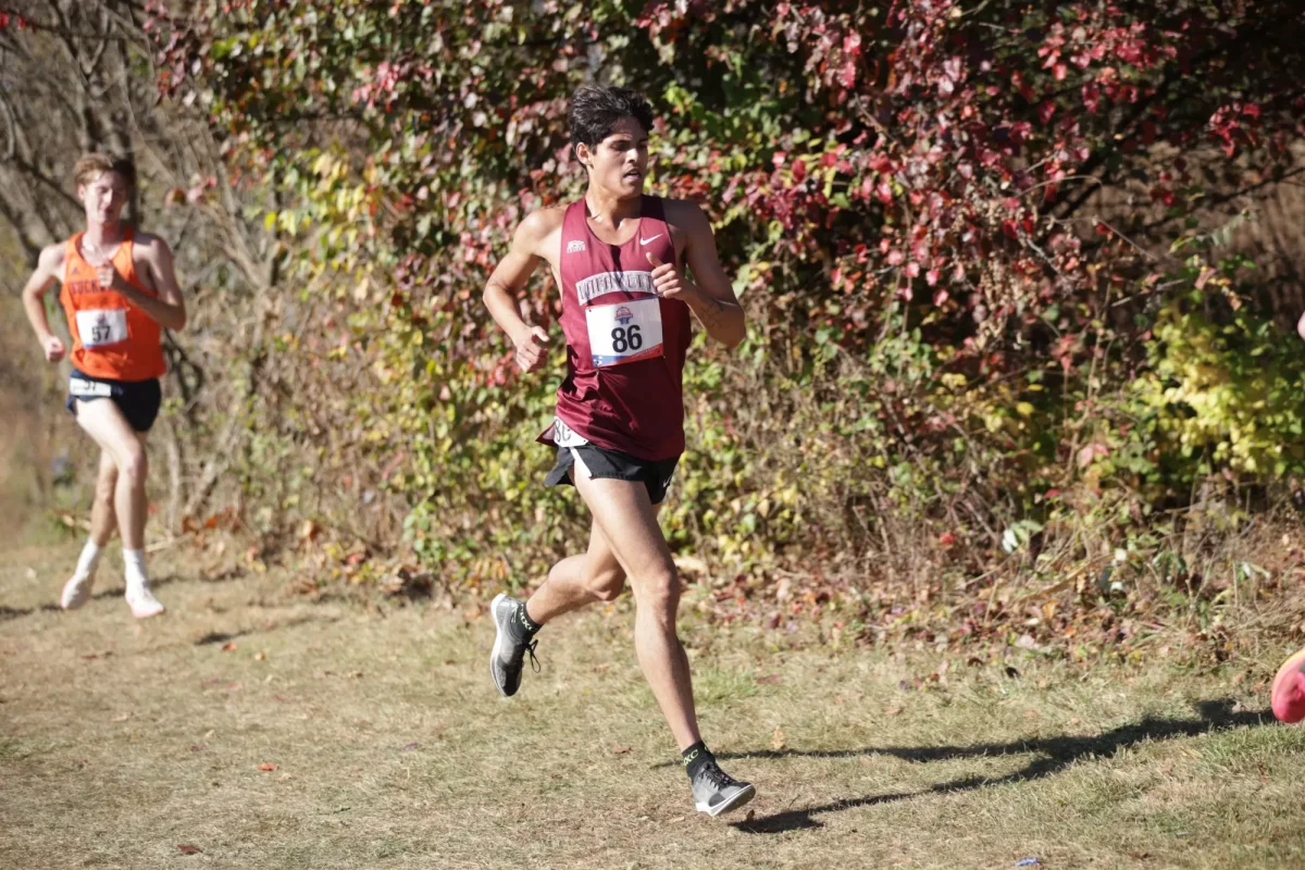 Senior Emil Arangala led the way for the men's team at the Patriot League Championships, finishing 34th with a 24:54.6 time. (Photo by Rick Smith for GoLeopards)