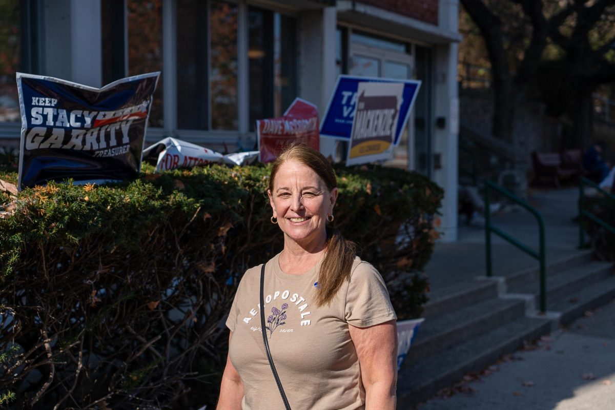 An Eastonian outside the Walter House polling location.