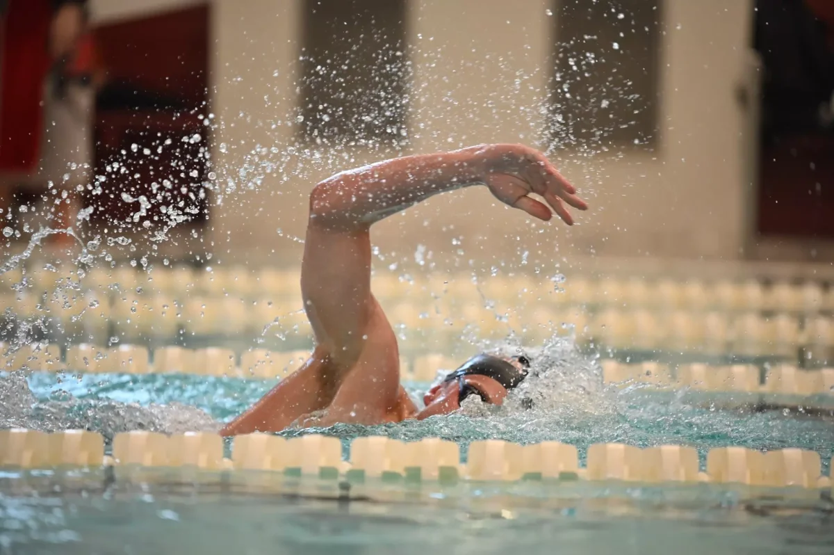 Senior Peter Kawash took home three first place finishes with wins in the 100 and 200-yard backstrokes and the 200-yard IM. (Photo courtesy of GoLeopards)