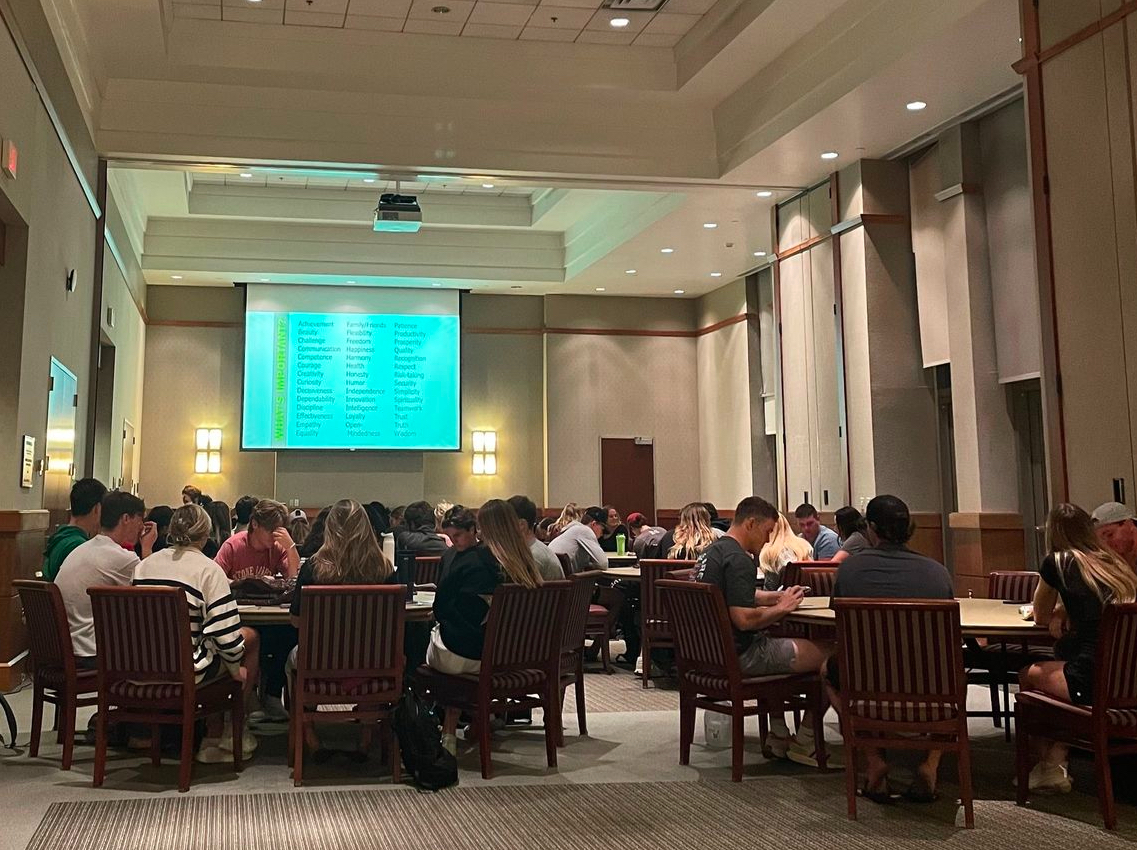 Student-athletes participate in an activity for the Oaks Leadership Academy. (Photo courtesy of @leopardspotlight on Instagram)