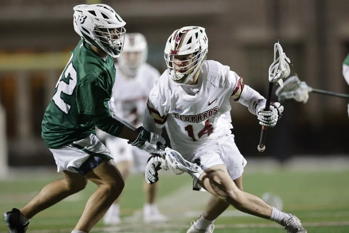 The men's lacrosse team got back in the win column before its first Patriot League matchup against No. 5 Army on Saturday. (Photo by Rick Smith for GoLeopards)