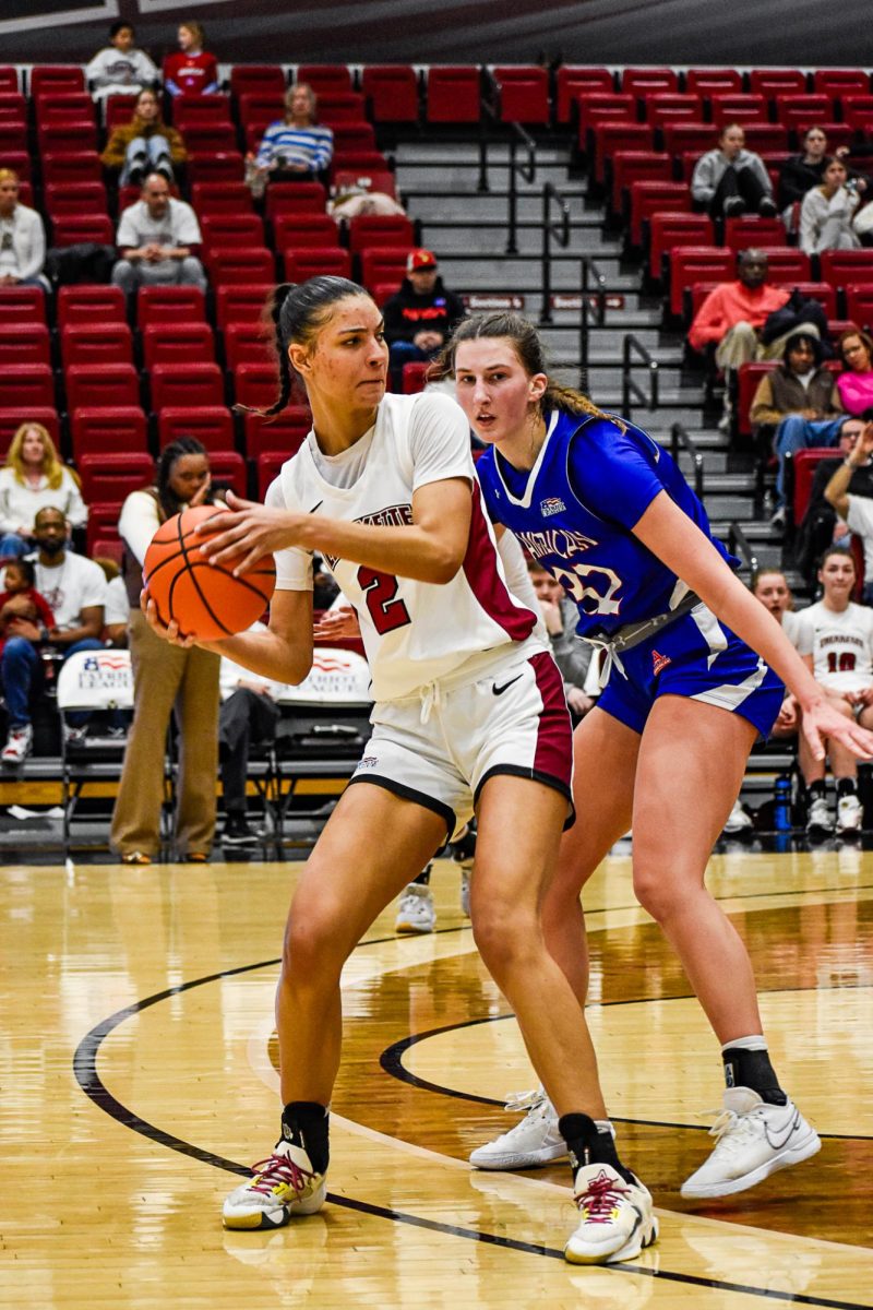 Junior forward Emma Shields finished with a double-double on Saturday against American University.