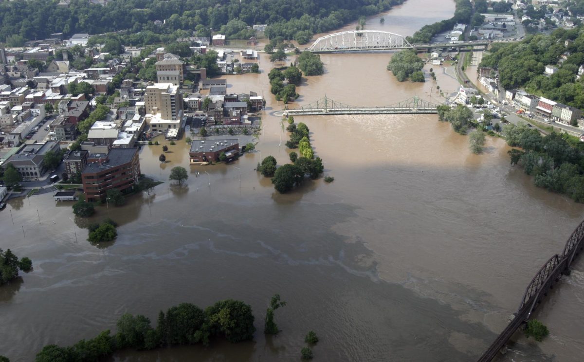 Easton suffered a major flood during Hurricane Ida in 2021, pictured here. (Photo courtesy of Lehigh Valley Live)
