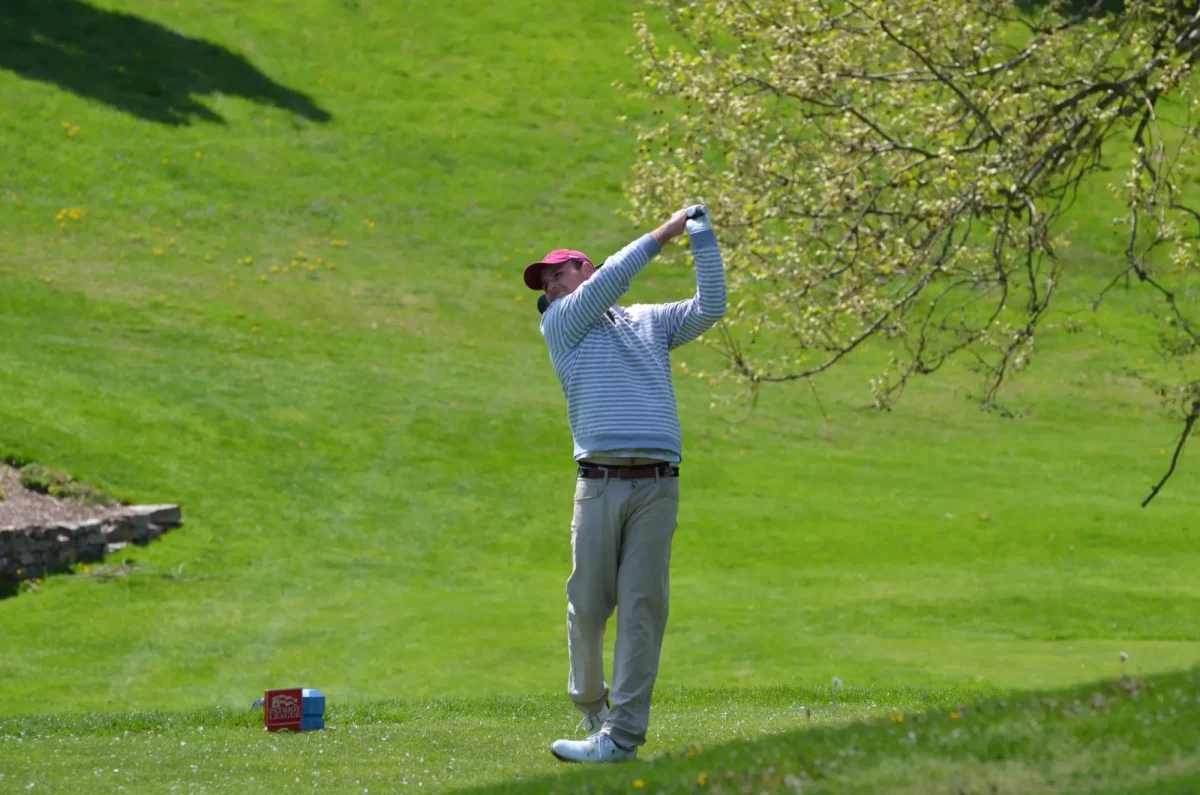 Senior Harry Dessel shot a tournament-best two-under on par-5 holes at the Navy Invitational. (Photo courtesy of GoLeopards)
