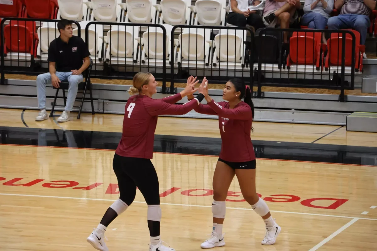 The volleyball team managed its first sweep of the season against Iona University on last Friday. (Photo courtesy of GoLeopards)
