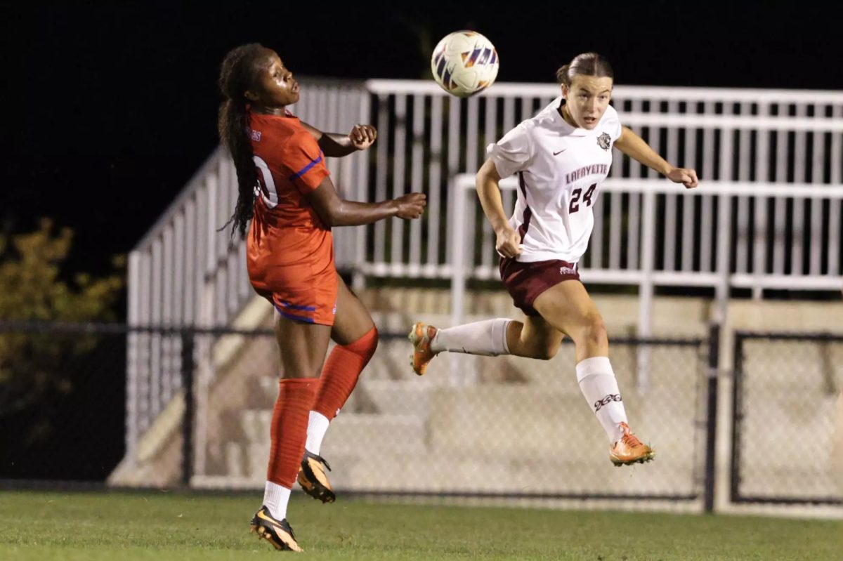 The women’s soccer team won its first Patriot League game against American University on Saturday. (Photo by Rick Smith for GoLeopards)