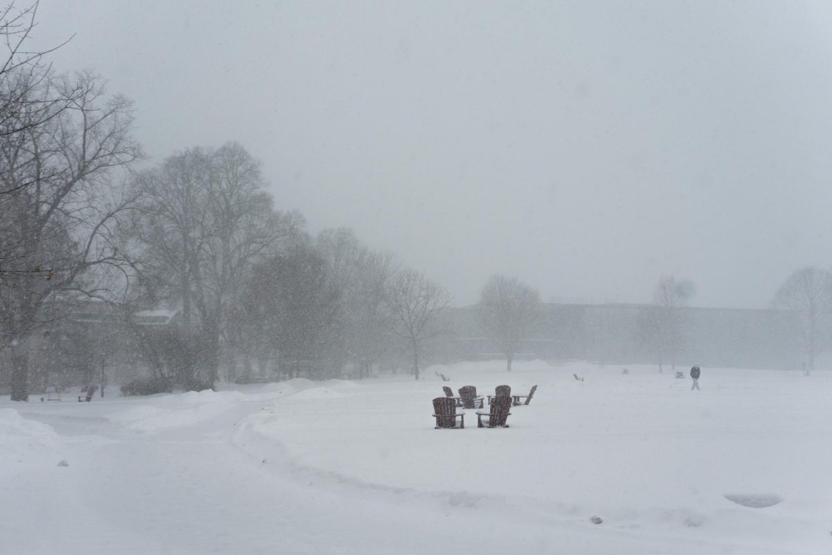Lafayette College's campus received nearly a foot of snow by Sunday afternoon.